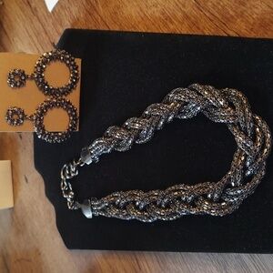 Gun Metal Black Necklace and Earring Set